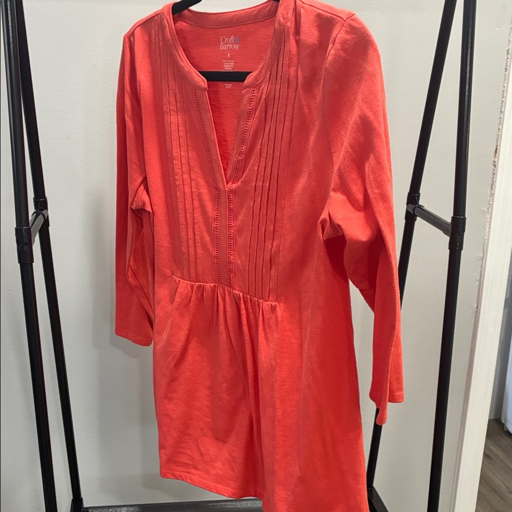 Croft & Barrow Vibrant Coral Pleated Tunic